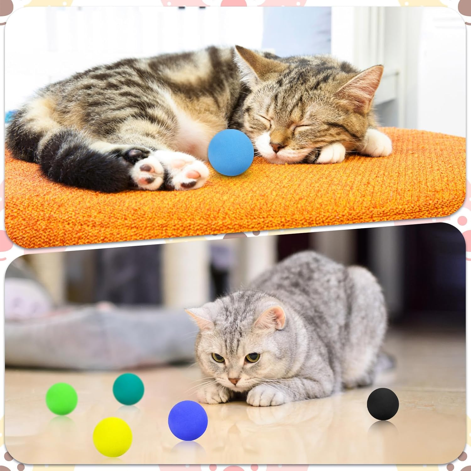 Bewudy Cat Toy Balls, Pack of 12 Soft Cat Balls, Interactive Kitten Toy, Cat Balls for Indoor Kittens, Foam Interactive Cat Toy, Sponge Play Ball Toy (4 Cm) image number 2