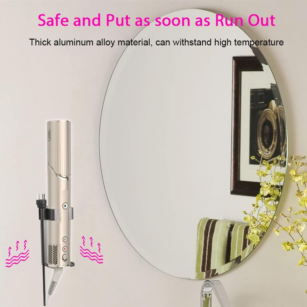 JLNJLE Wall Mount Holder Compatible with Dyson Airwrap/Shark Flexstyle, Curling Wand Organizer Heat Resistant, Hair Styling Tool Storage No Drilling for Flat Irons, Hair Straighteners within 1.8Inch image number 5