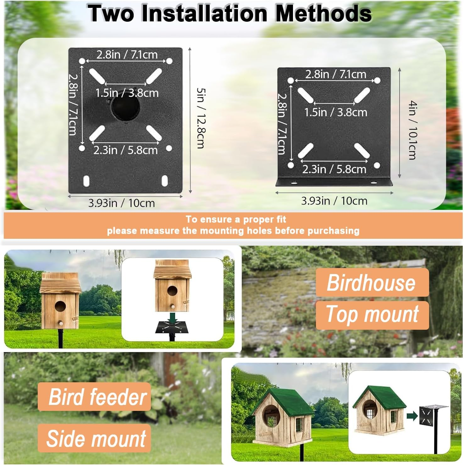 92" Squirrel Resistant Feeder Pole & Birdhouse Pole - Heavy Duty Bird Feeding Station with Metal Baffle, Hooks & Water Dish image number 3