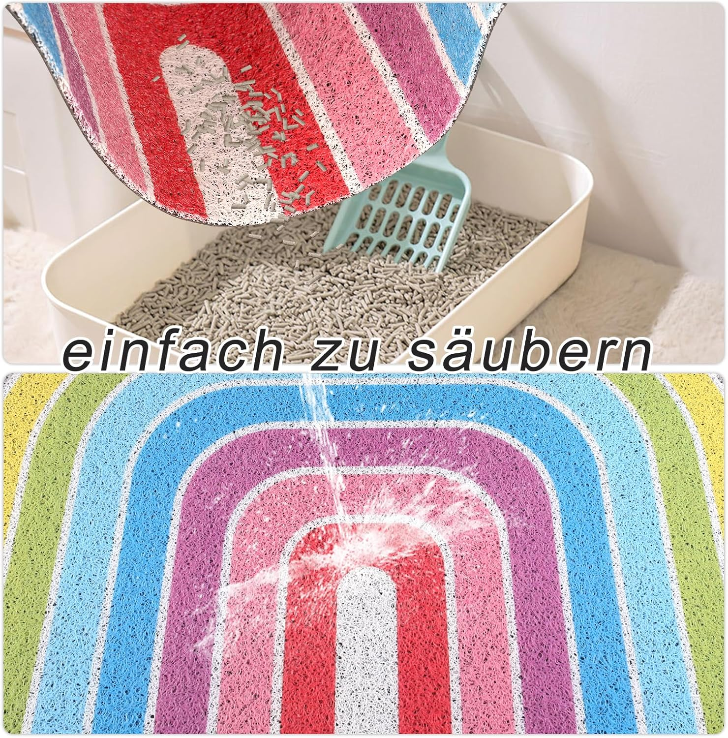 Cat Litter Mat Cat Litter Tray Mat XL 90 X 60 Cm Cat Litter Tray Mat Large Washable Cat Litter Tray Mats Non-Slip Traps for Cat Litter Trays Colourful image number 5