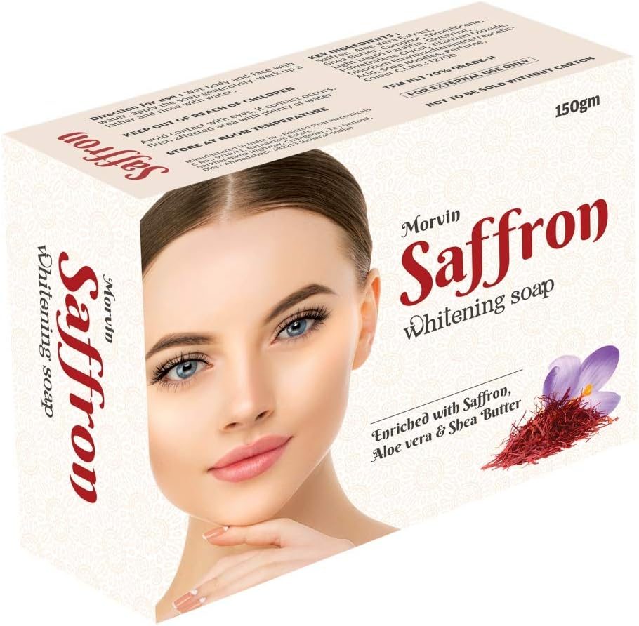Morvin Saffron Whitening Soap with Saffron Scent, Special Exfoliating Feature Bathing Bar for Glowing Skin - Chemical Free, for All Skin Types (150Gms,Pack of 2) image number 2