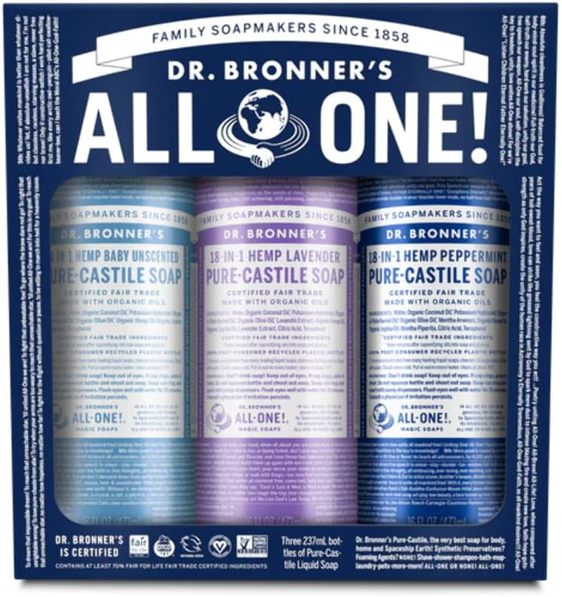 Dr. Bronners Cosmic Classics Liquid Soap Gift Pack, Multicolor, Lavender, 3 Piece
