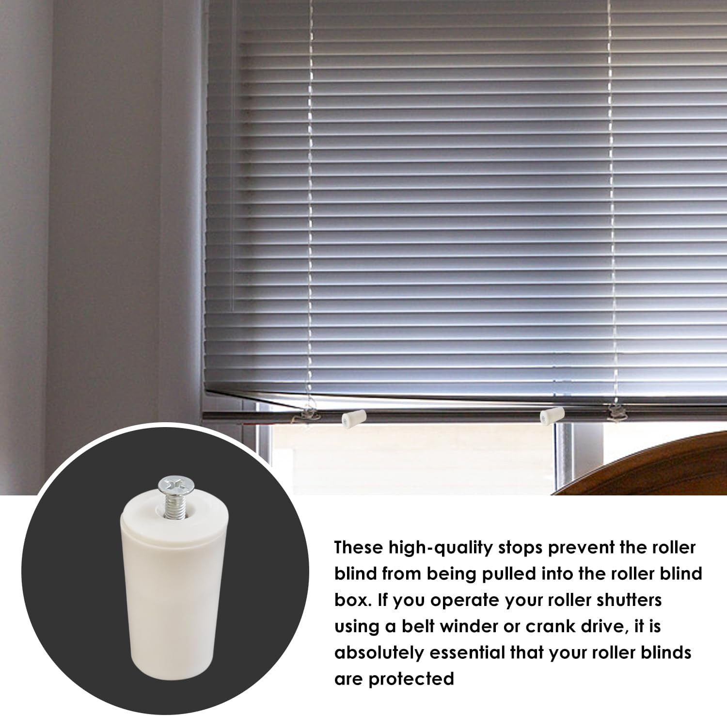 Pack of 16 White Roller Door Stops, 1 Piece Practical Gap Brush, Roller Door Accessories with Screws, Window Groove Cleaning Brush, Groove Cleaning Tool image number 1