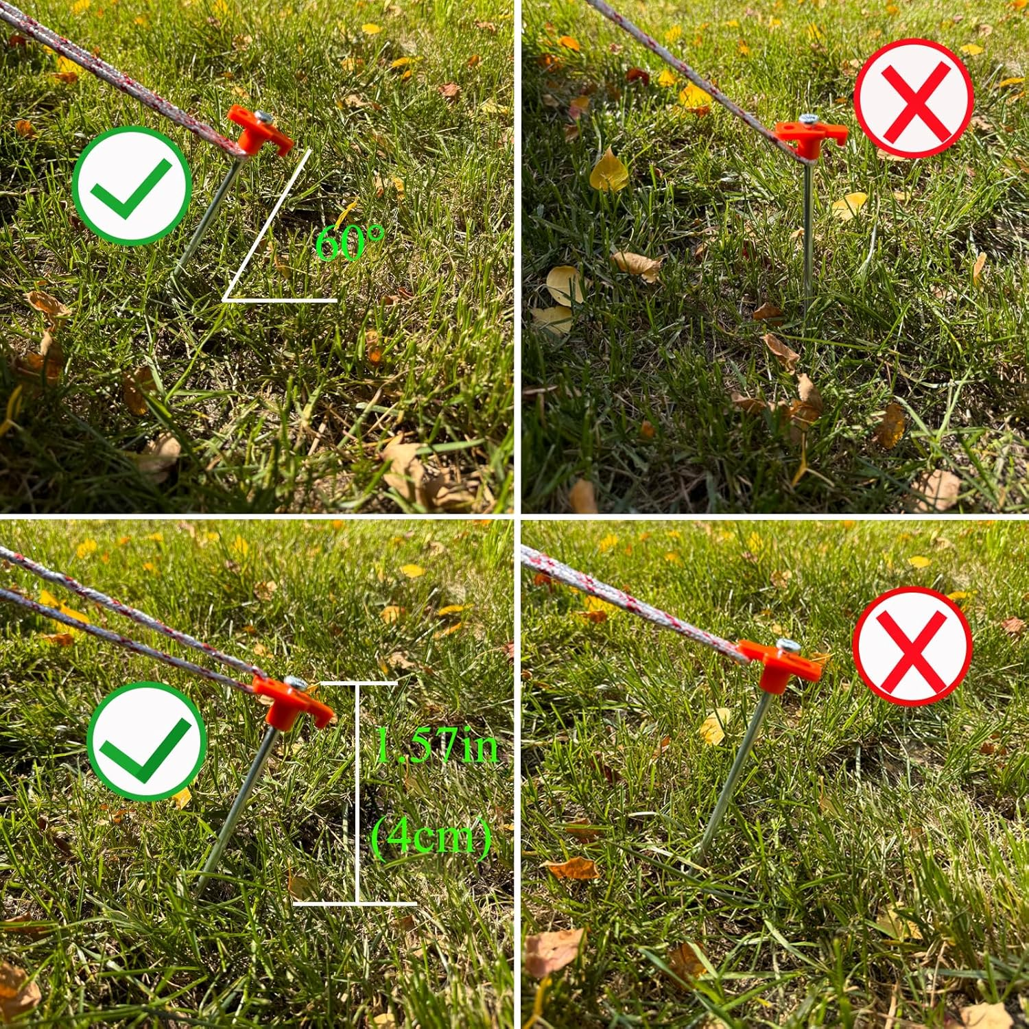 20 Pcs 25Cm Tent Pegs Heavy Duty Ground Stake for Camping, Galvanized Non-Rust Metal Tent Spikes Yard Stakes for Outdoor Canopy Garden Hiking -Orange - Organge image number 5