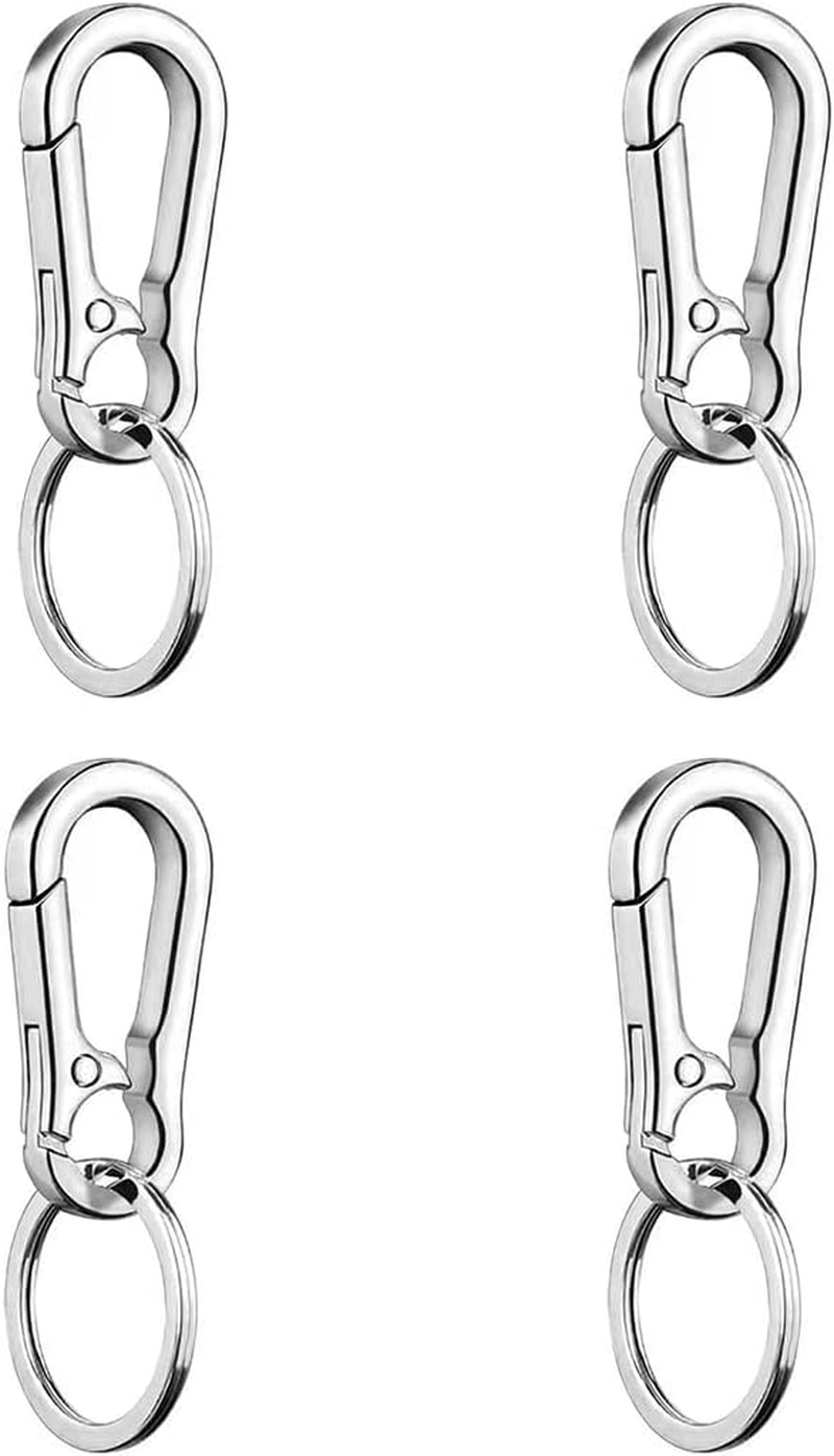 4Pcs Keychain Clip Key Ring, Metal Carabiner Clips Keyring Keychains Chain Holder Organizer for Car and Keys Finder for Men and Women, Silver, Silver
