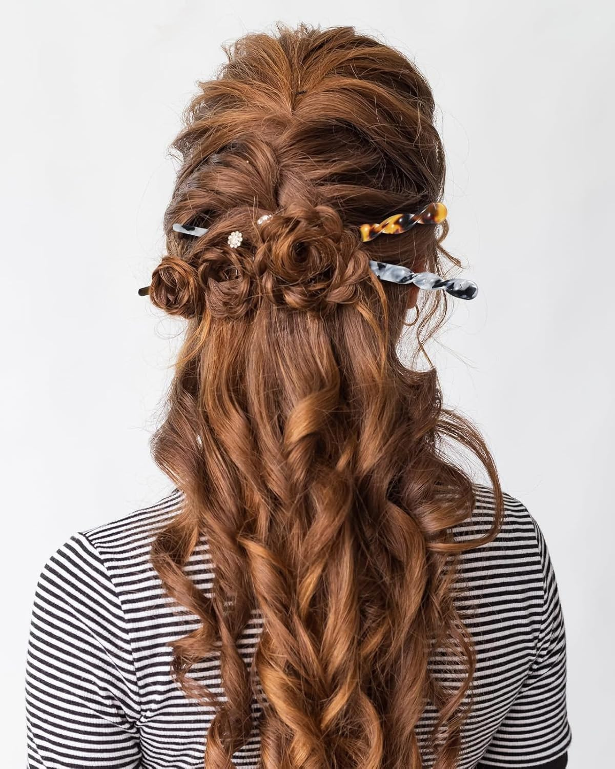 TPZORJX 6Pcs Acetate Hair Chopsticks Vintage Leopard Print Turtle Shell Headwear Retro Accessories Brooch Chinese Hairpins for Women and Girls image number 4