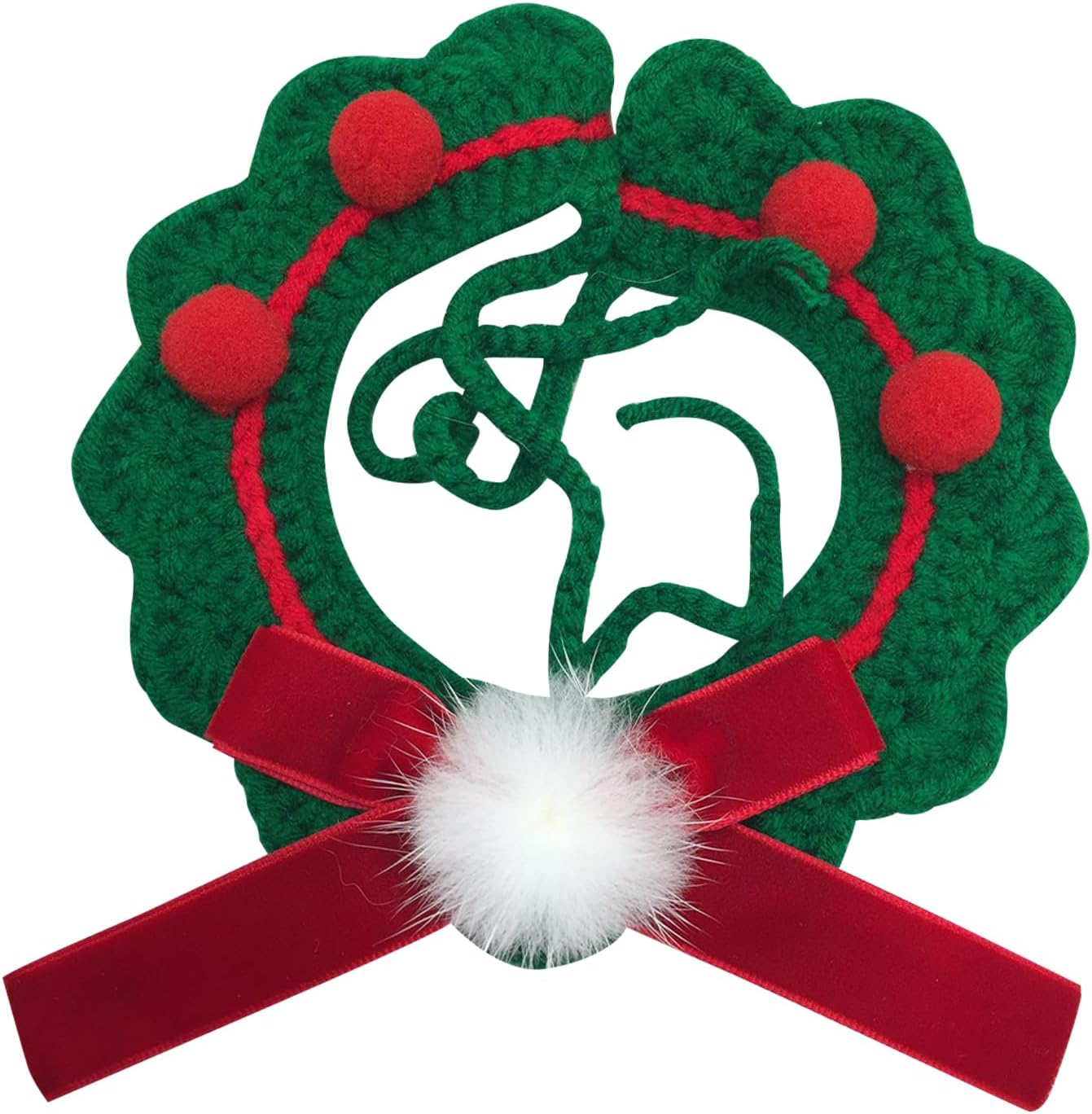 Christmas Pet Collar Cat Puppy Christmas Hand Knitted Collar Bow Tie Cat Soft Adjustable Pet Scarf Winter Cat Neck Warmer Christmas Costume Gift for Puppies Cats (Green) image number 3