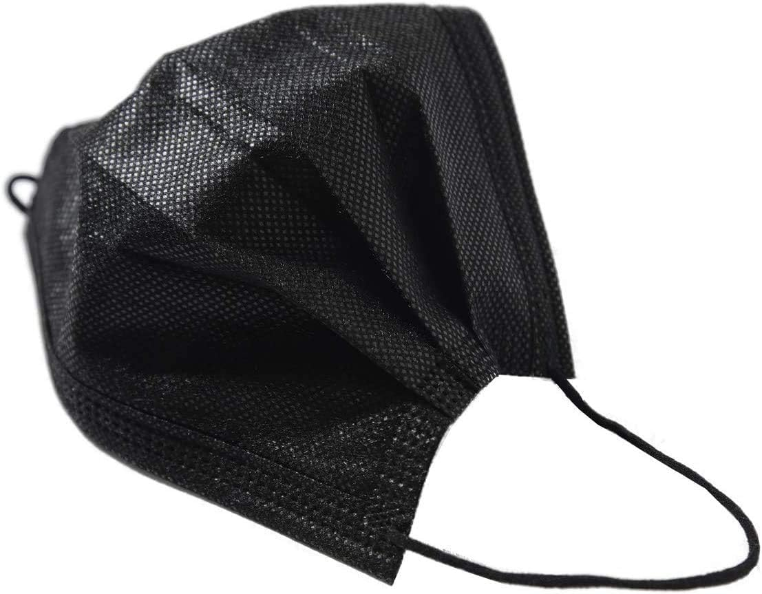 Decor and Home Disposable Face Masks, 50 Pack, Black, 3-Ply, Single Daily Use, Face Mask for Women & Men, Black