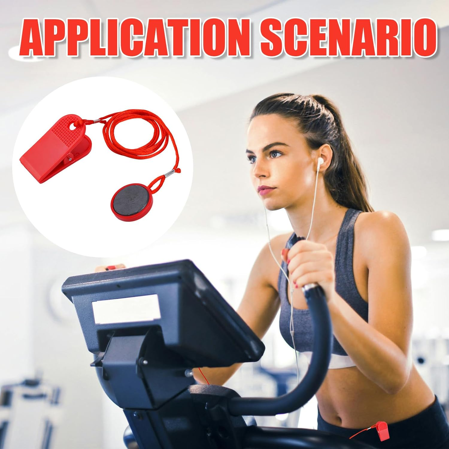 Gosknor 2Pcs Universal Treadmill Magnet Safety Key, Red, Round, 39 Inch, PVC & Magnet, Suitable for Most Treadmills image number 1