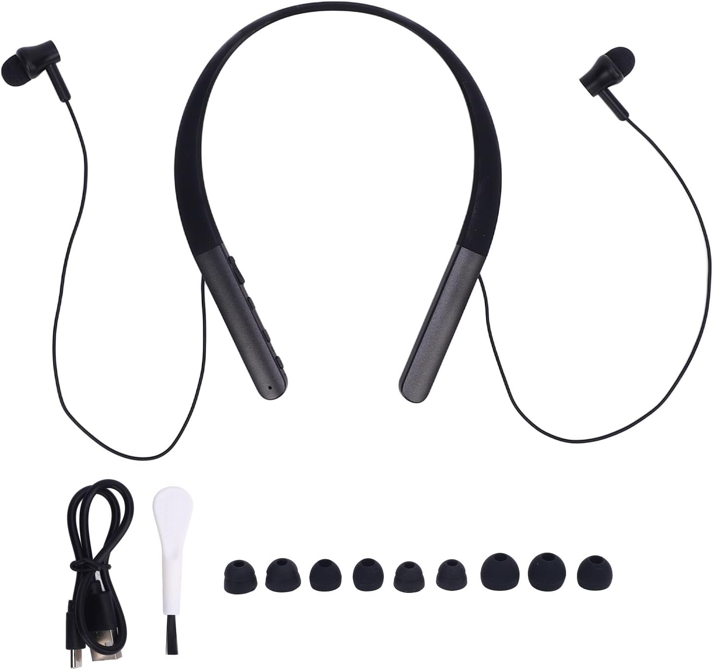 MENDUNER Neckband Bluetooth Headphones, Wireless Bluetooth 5.2 Headphones with Cleaning Tool, Feature Assistive Hearing Capabilities for Sports/Running/Gym/Travel image number 2