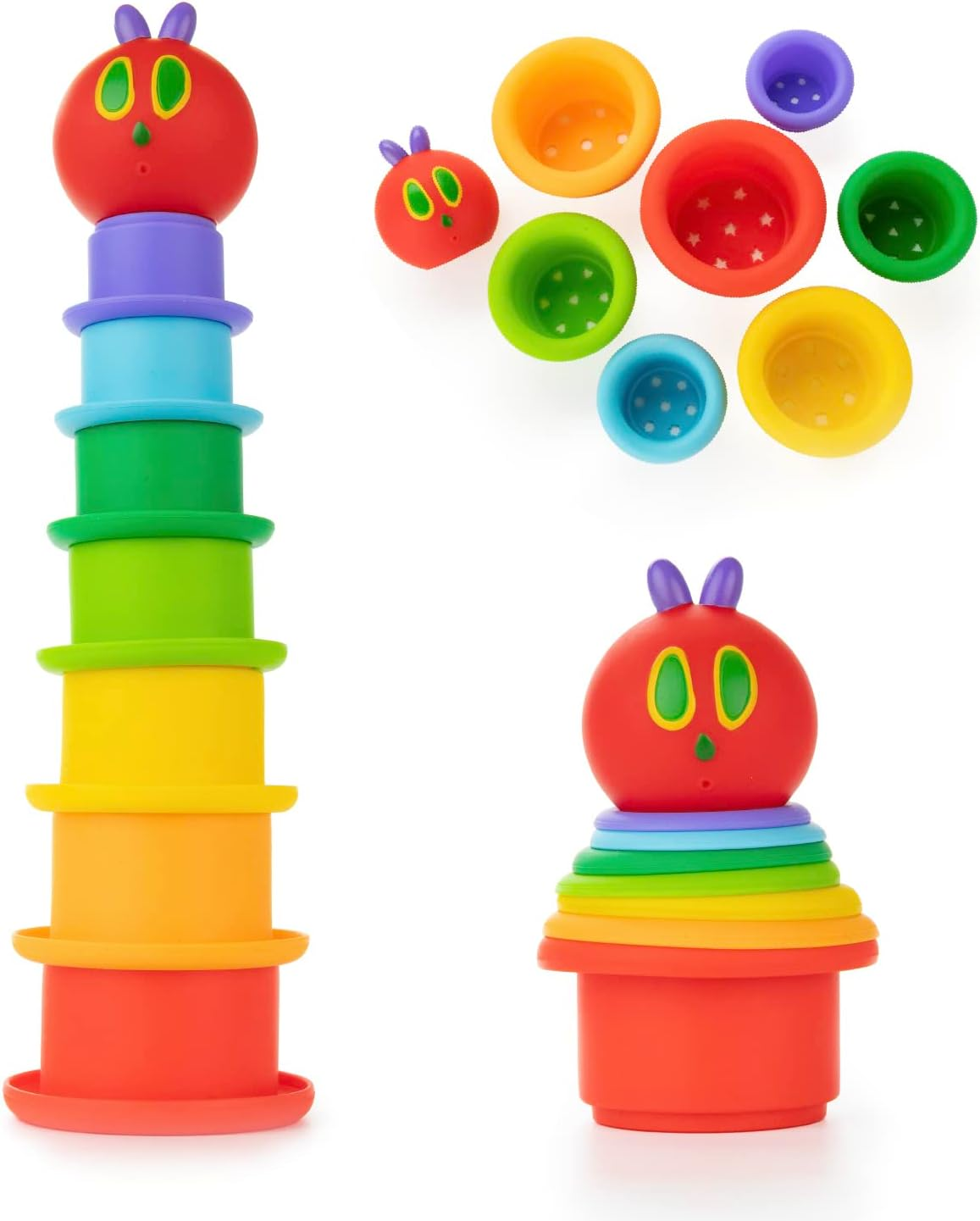 The World of Eric Carle the Very Hungry Caterpillar Silicone Stacking Cups and Squirty Set (Pack of 8), Multicolour image number 2