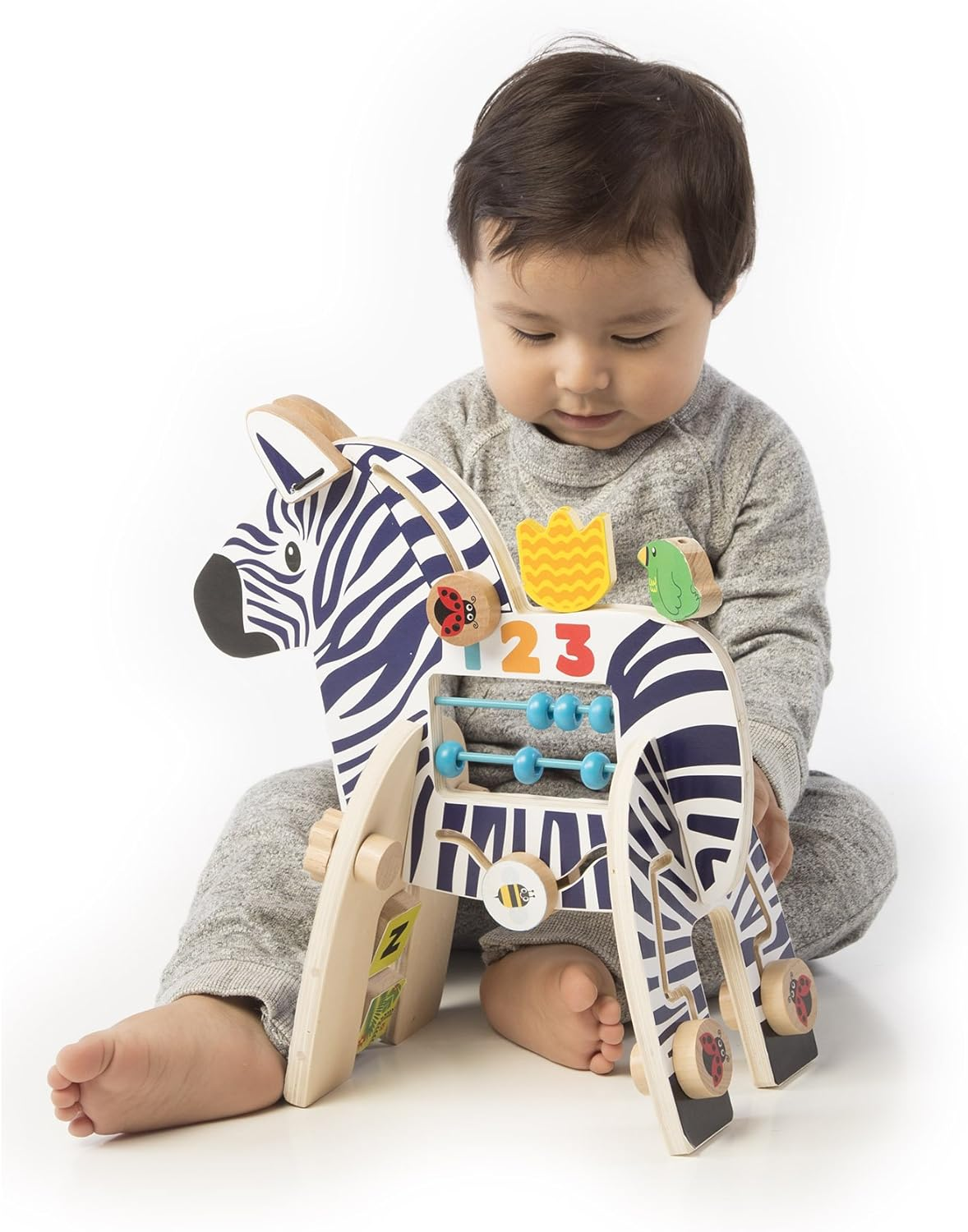 Manhattan Toy Safari Wooden Toddler Activity Toy for Ages 1 Year and up (Zebra) image number 2
