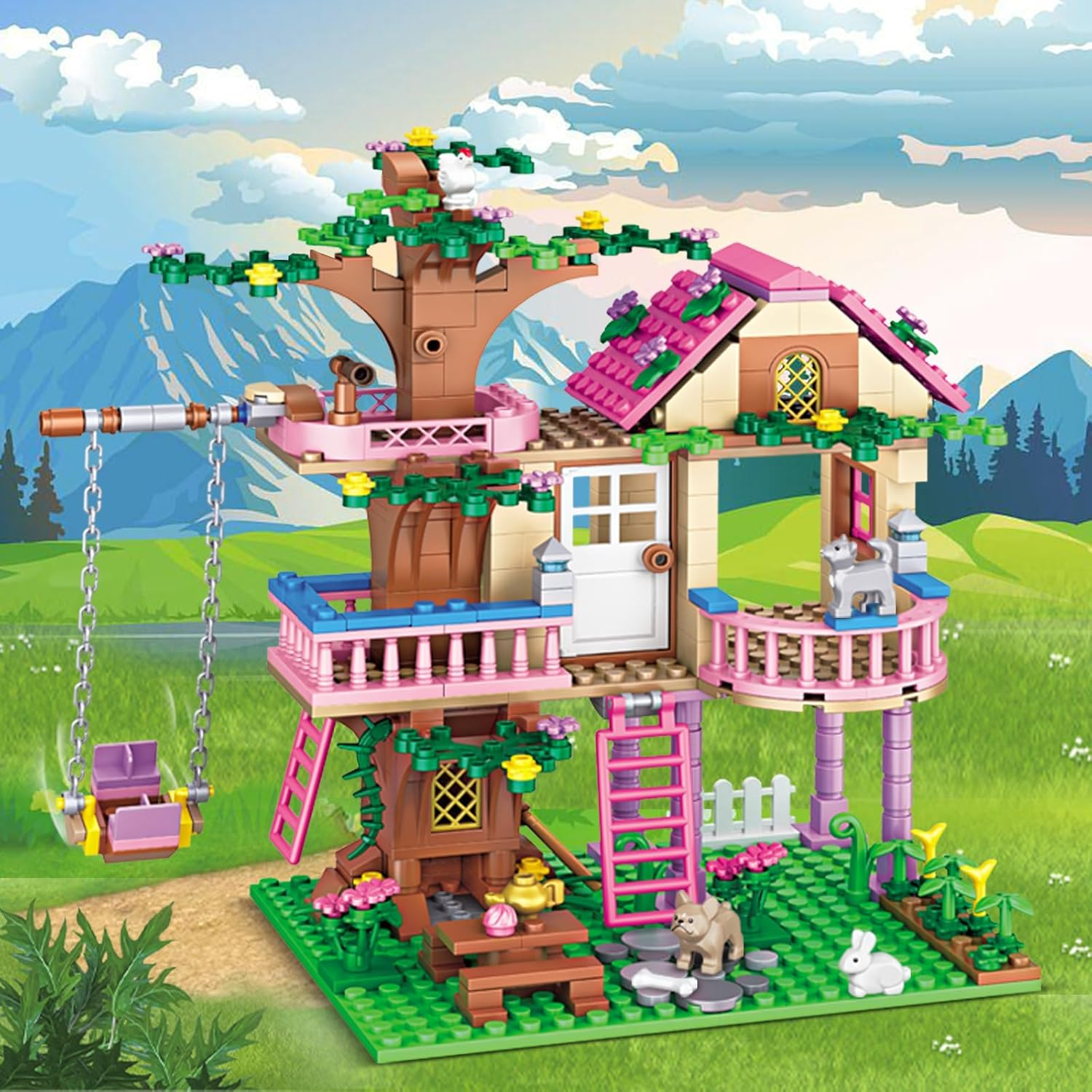 Tree House Building Set Compatible with  Friends, 504 PCS Forest House Building Kit Birthday for Kids Girls Boys Age 6-12 Years image number 1
