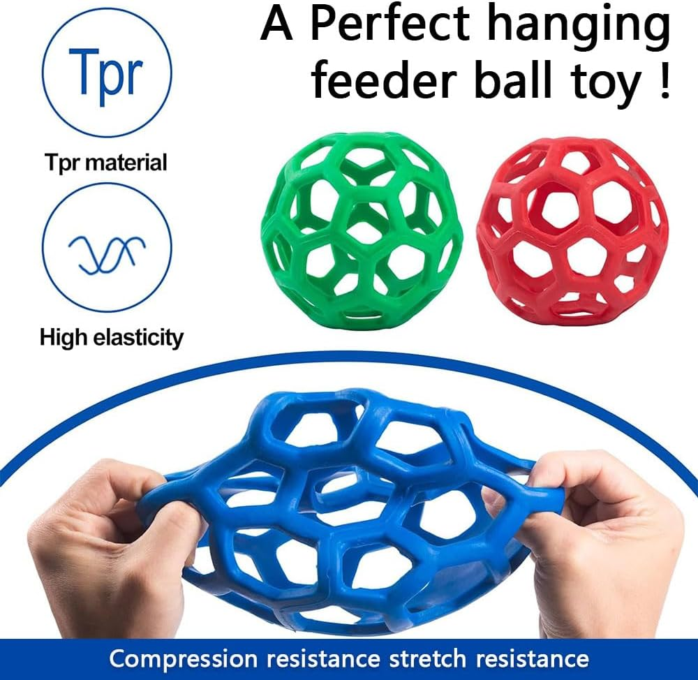 3-Pcs Horse Treat Ball Hay Feeder Toy &ndash; Hanging Slow Feeder Ball for Horses, Goats & Sheep, Stall Toy for Feeding and Enrichment