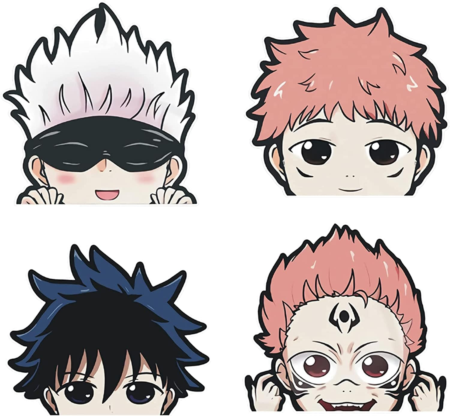 4 Pcs 5.11" Jujutsu Kaisen Japanese Anime Stickers and Decal Sticker Gojo Satoru Yuji, Megumi Ryomen for Car Window Door Bumper Laptop Water Bottle Motorcycle Tablet Cellphone Decoration image number 3