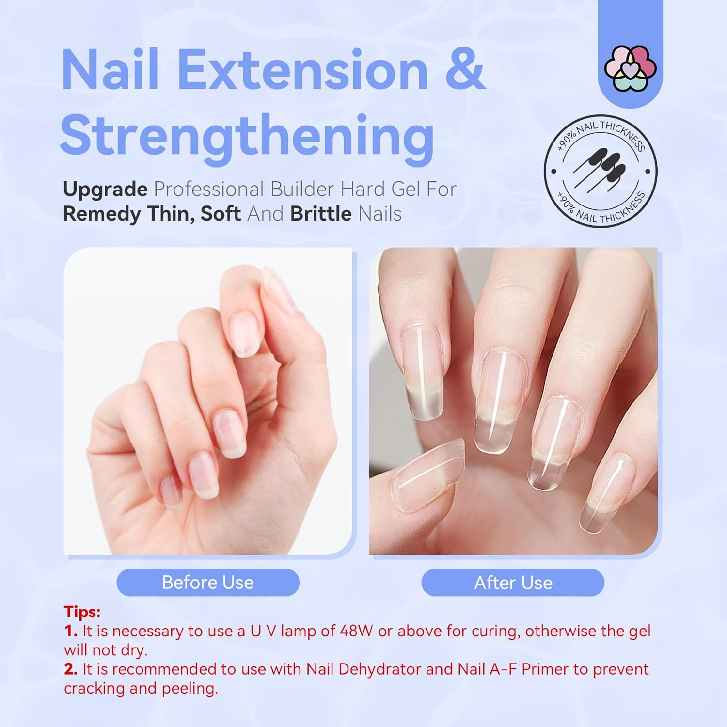 SAVILAND Builder Nail Gel Kit - 60G Clear Nail Extension Gel Set Nail Strengthen Nail Art Manicure Set with 100PCS Nail Forms and Acrylic Nail Brush for Beginners image number 2