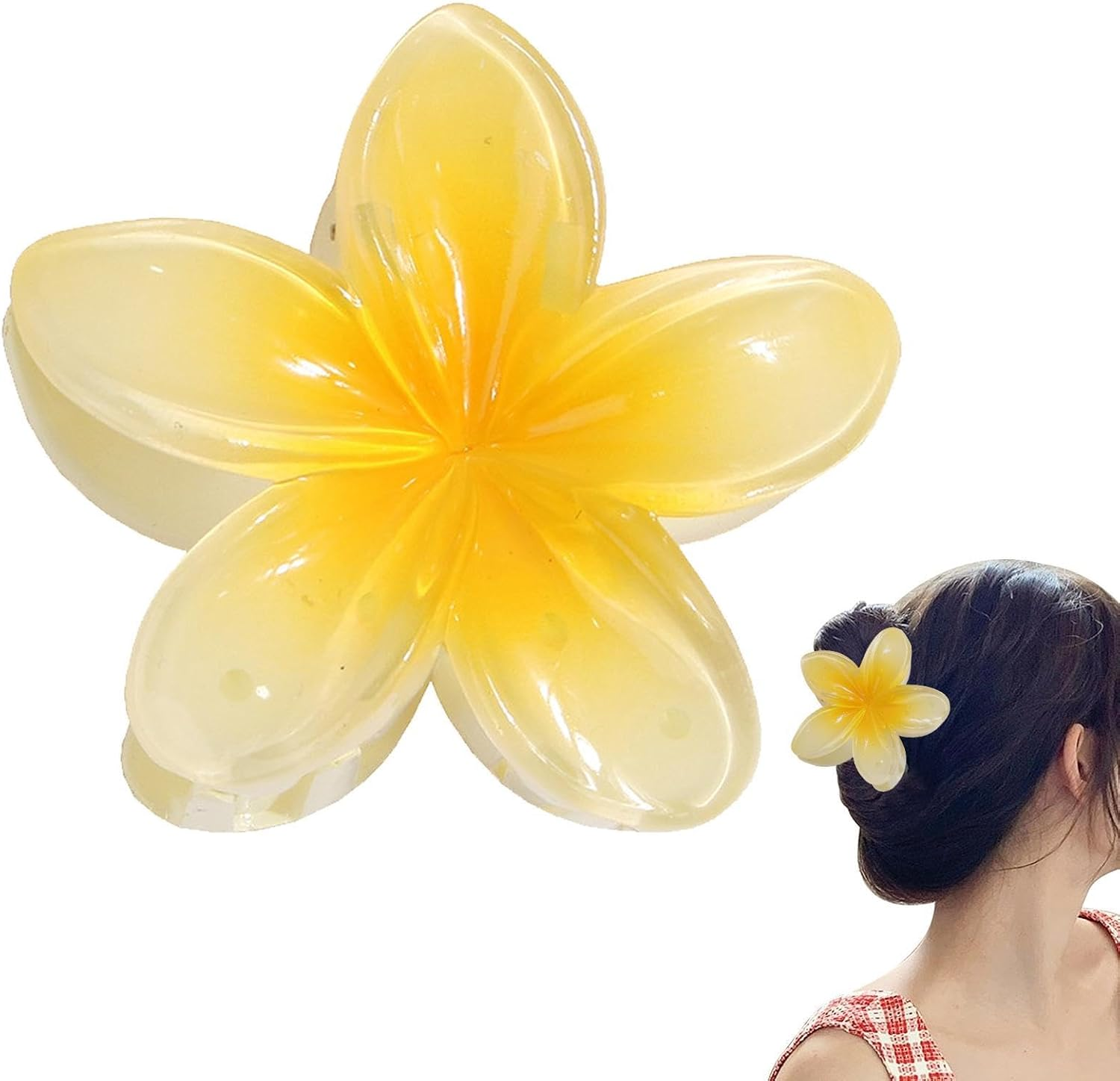 GEUGECY Flower Hair Claw Clips | Hawaiian Flower Hair Clip | Hawaiian Non Slip Hair Jaw Clip | Flower Claw Clips for Women Girls, Strong Hold Hawaiian Style