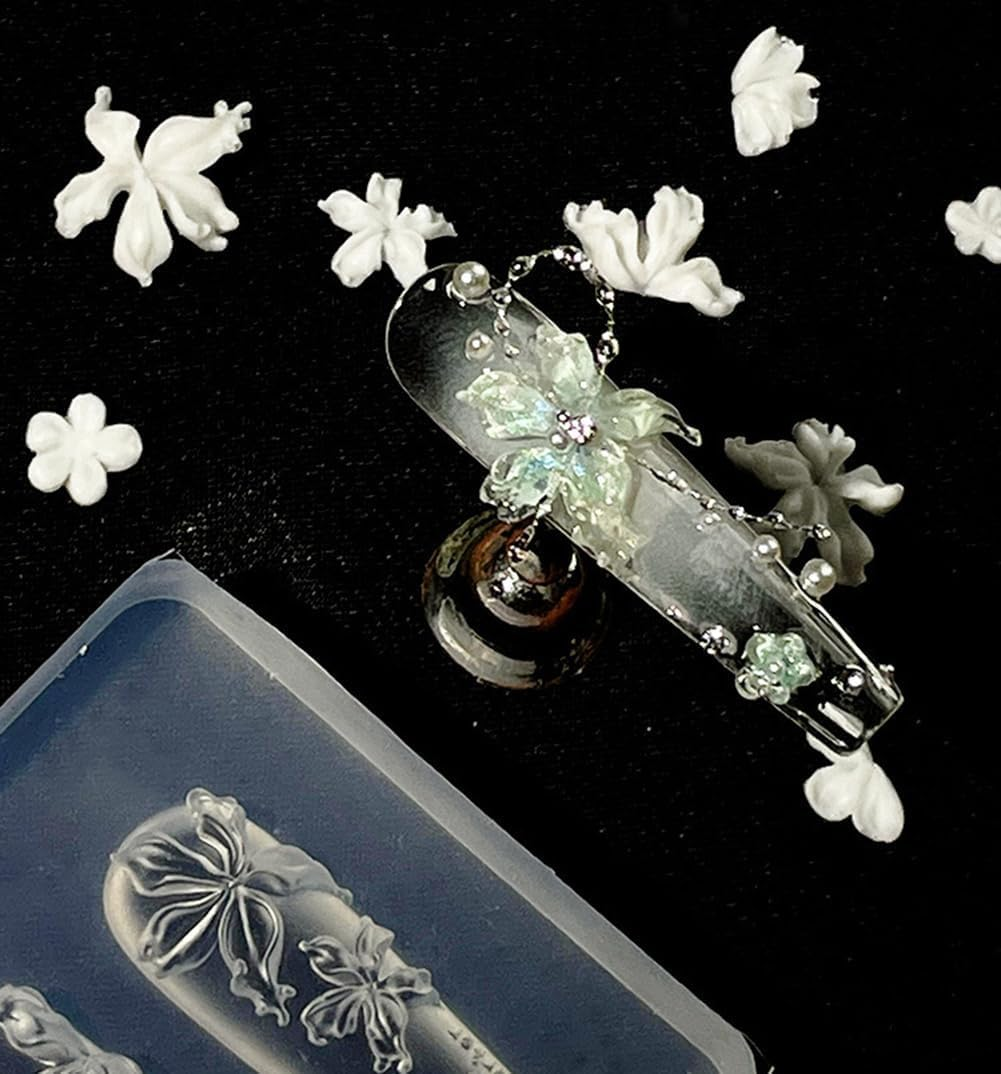 Hecticcore 3D Flower Nail Art Silicone Mould Nail Art Silicone Tools, Flower, Rose Nail Art Engraving Template, for Nail Design, 3D Gel Nail Charms, Silicone Casting Moulds for Resin Art and Nail Art image number 1