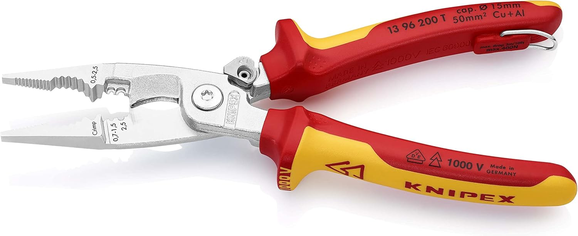 Knipex 13 96 200 T BK Tethered Electrical 1000V Plier, 200 Mm Length image number 2