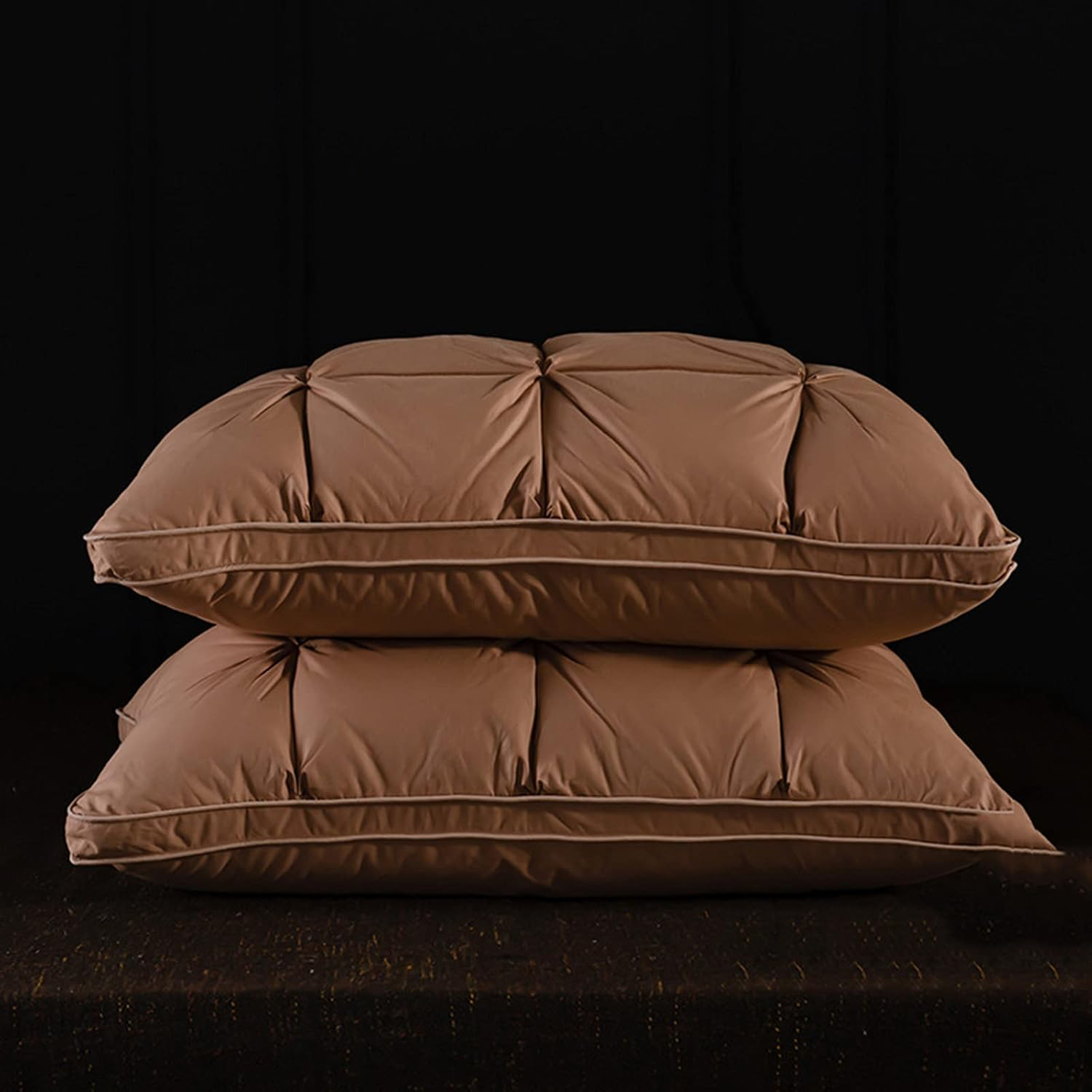 2 Pcs Goose down Pillow, Luxury Australia 100% White Goose down Pillow, Cotton Fabric, Luxury 900 Fill Power, King Size,Coffee