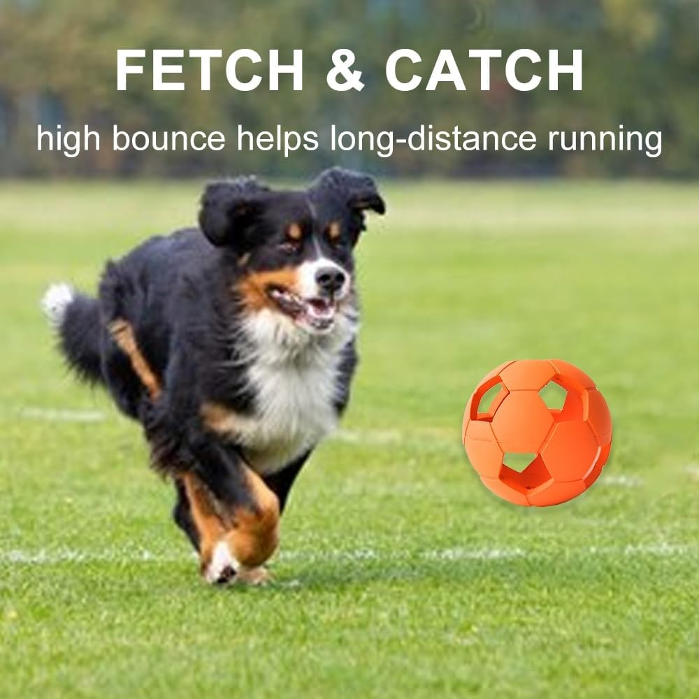 Interactive Dog Soccer Ball Toy, Natural Rubber, Non Toxic & Eco Friendly, High Bounce Ball for Fetch and Play, Dishwasher Safe (Green, Medium) image number 3