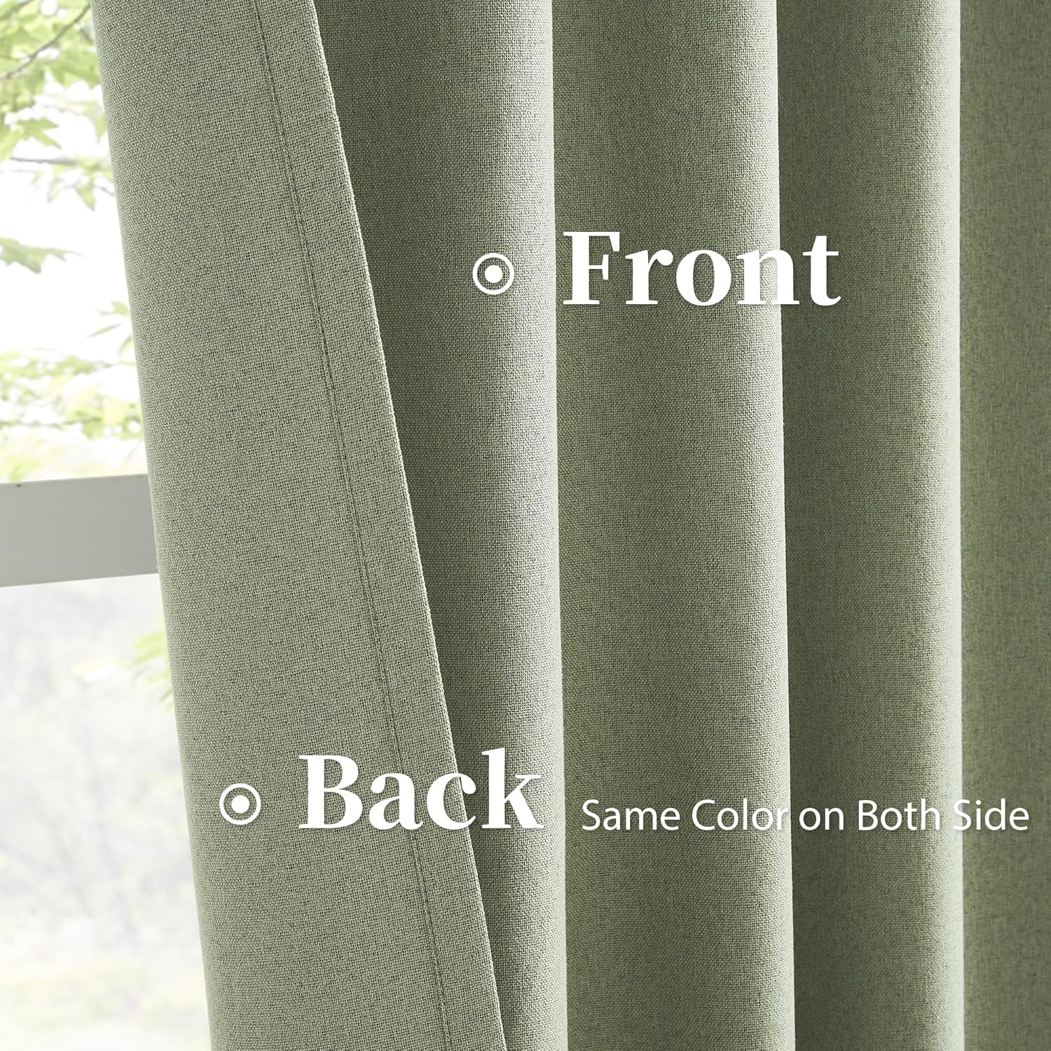 KEQIAOSUOCAI Sage Green Blackout Linen Curtains for Bedroom, Boho Natural Bedroom Home Decor, Long Drapes for Living Room Back Tab Pocket 50 X 96 Inch Length, 2 Panels Set image number 4