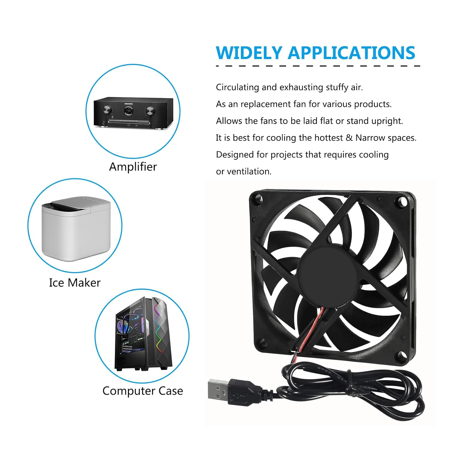 DIANN 2Pcs 8010 Cooling Fan 5V 0.27A USB 80X80X10Mm Brushless DC Computer CPU Heat Sink Cooling Cooler Fan 80Mm X 10Mm image number 3