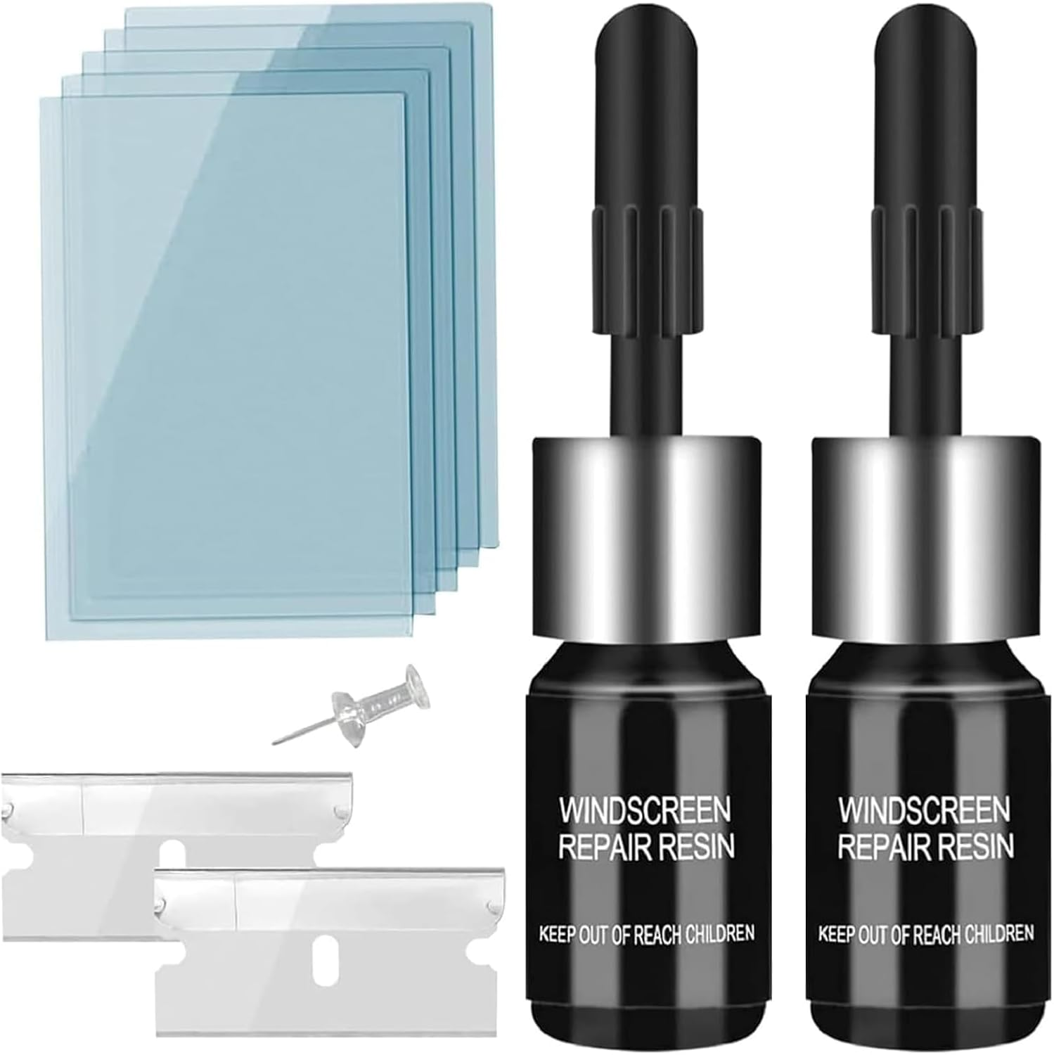 Windshield Crack Repair Kit, Windshield Repair Kit for Chips and Cracks, Glass Repair Fluid with 2 Bottles of Resin, Glass Repair Kit Windshield for Fixing Chips, Cracks, Bulls-Eye and Star-Shape Cack image number 2