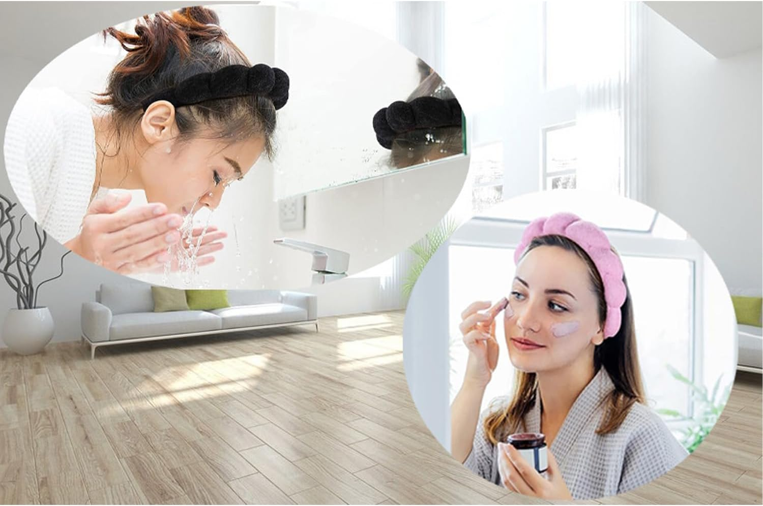 TYSSELY Spa Headbands for Washing Face, Makeup Headband, Skin Care Headbands, Bubble Facial Headband, Towel Headband,Hair Band Puffy Headband for Wome