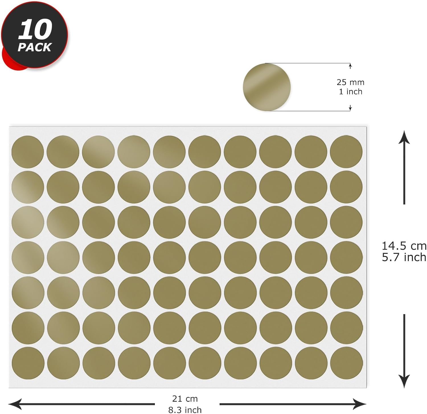 Gold Dot Stickers 1 Inch Vinyl Self-Adhesive Colored Circle Labels Removable Waterproof Coding Decals round Tag for Boxes Coloring Organizing Marking 700PCS - Brown image number 2