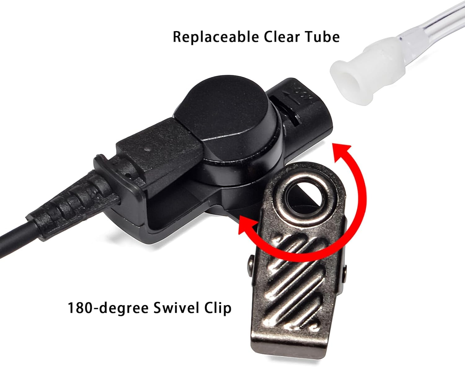 3.5Mm 1 Pin Listen Only Surveillance Covert Acoustic Air Tube Earpiece Police Radio Headset + Medium Repalcement Earmolds for Motorola Radio Speaker Mics