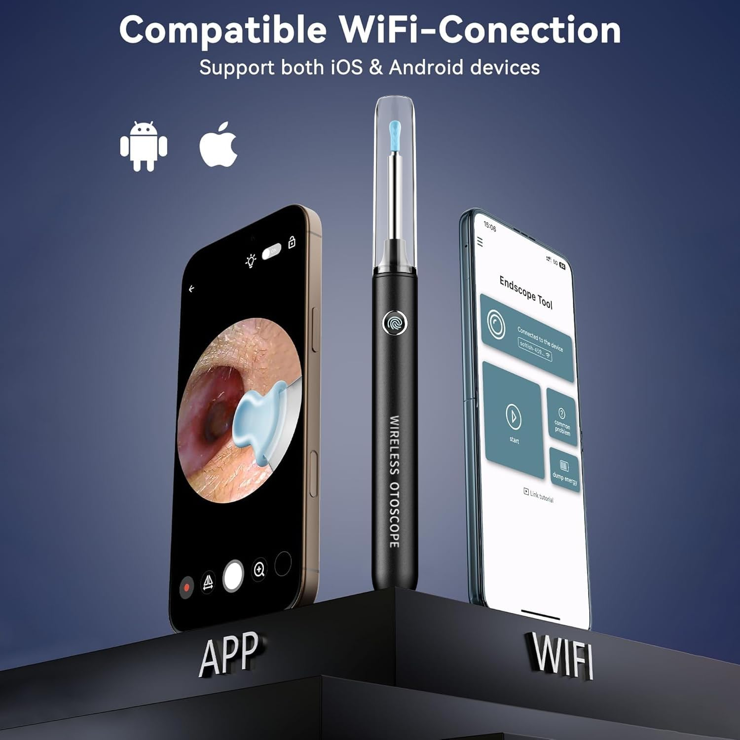 Ear Wax Removal Tool, Qimic Ear Cleaner Wax Removal, 1080P Ear Cleaner Camera with Anti-Dust Cover, Wireless Ear Camera Otoscope with Earwax Remover for Iphone, Ipad & Android Smart Phones image number 5