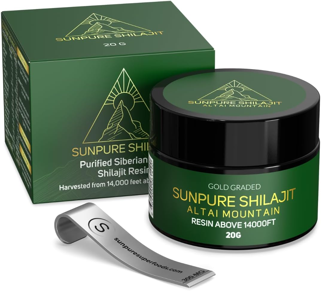 Pure Authentic Siberian Altai Shilajit 20G - Golden Mountains above 14,000FT | Purified & Organic | 85+ Essential Minerals | High Bioavailability