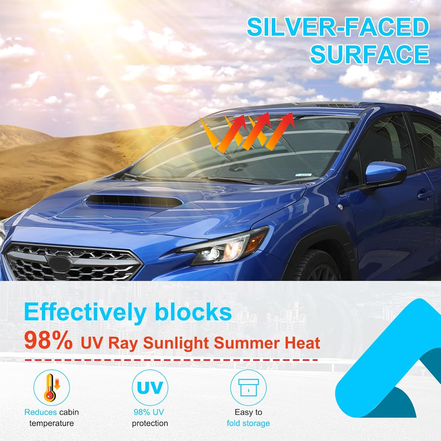 Yinaniutos Windscreen Sun Shade Compatible with Subaru WRX 2022-2025 Accessories | Reflective Windshield Cover Window Shade | UV & Heat Blocking Cover (Polyester (Style B)) image number 6