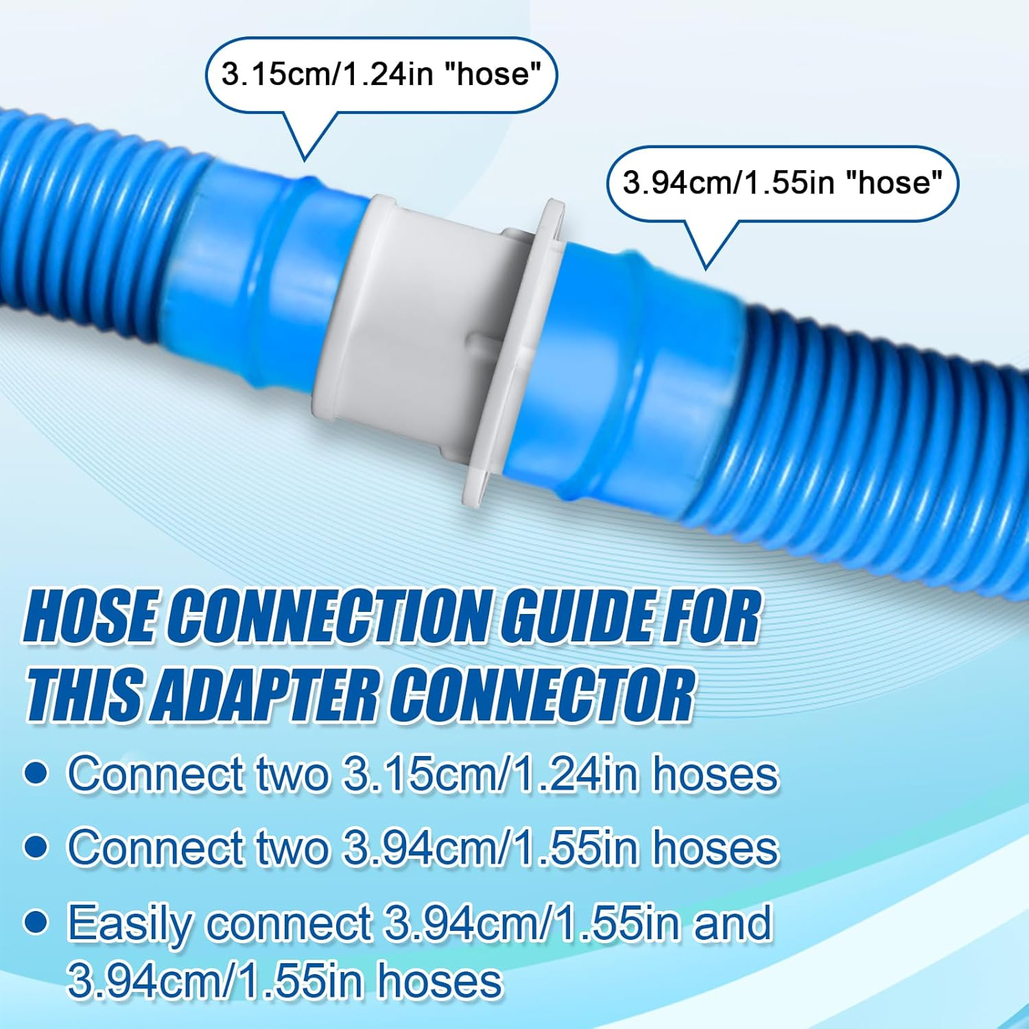 4Pcs Pool Hose Connector, 1-1/4" or 1-1/2" Hose Connector Coupling Fittings with 8Pcs Hose Clamps for Swimming Pool Vacuum Cleaners Filter Pump Hoses For/Polygroup/Intex Brand image number 2