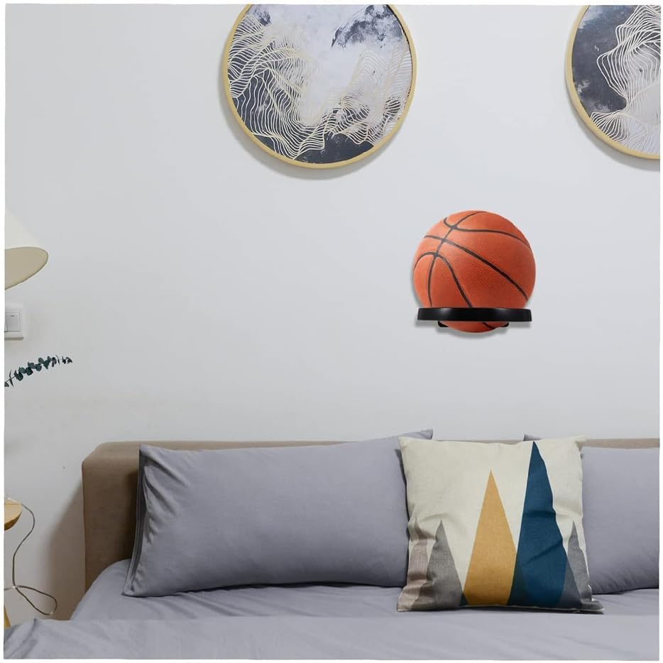 MTSDM Ball Storage Rack, Basketball Holder Wall Mount, Foldable Hoop Hangers Space Saving Hat Display Rack Storage Shelf, Ball Sports Equipment Storage Rack for Room, Living Room Basement Ball Holder image number 5