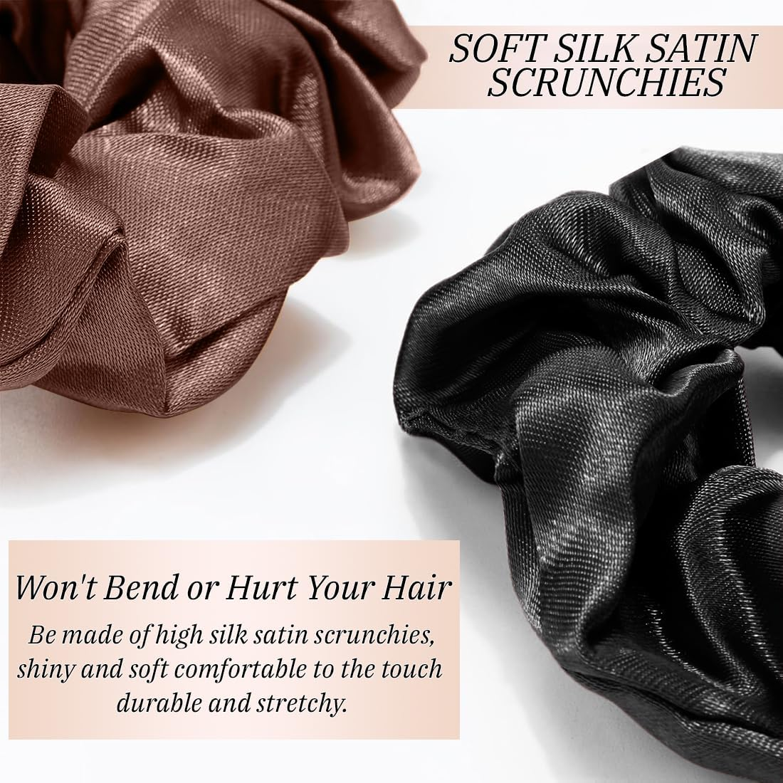 KIRZAX Pack of 6 Hair Bobbles Silk Scrunchies Satin for Women, Elastic Rubber Bands, Hair Band, Ponytail Holder, Silk Hair Band, for Women and Girls, 6 Colours image number 5