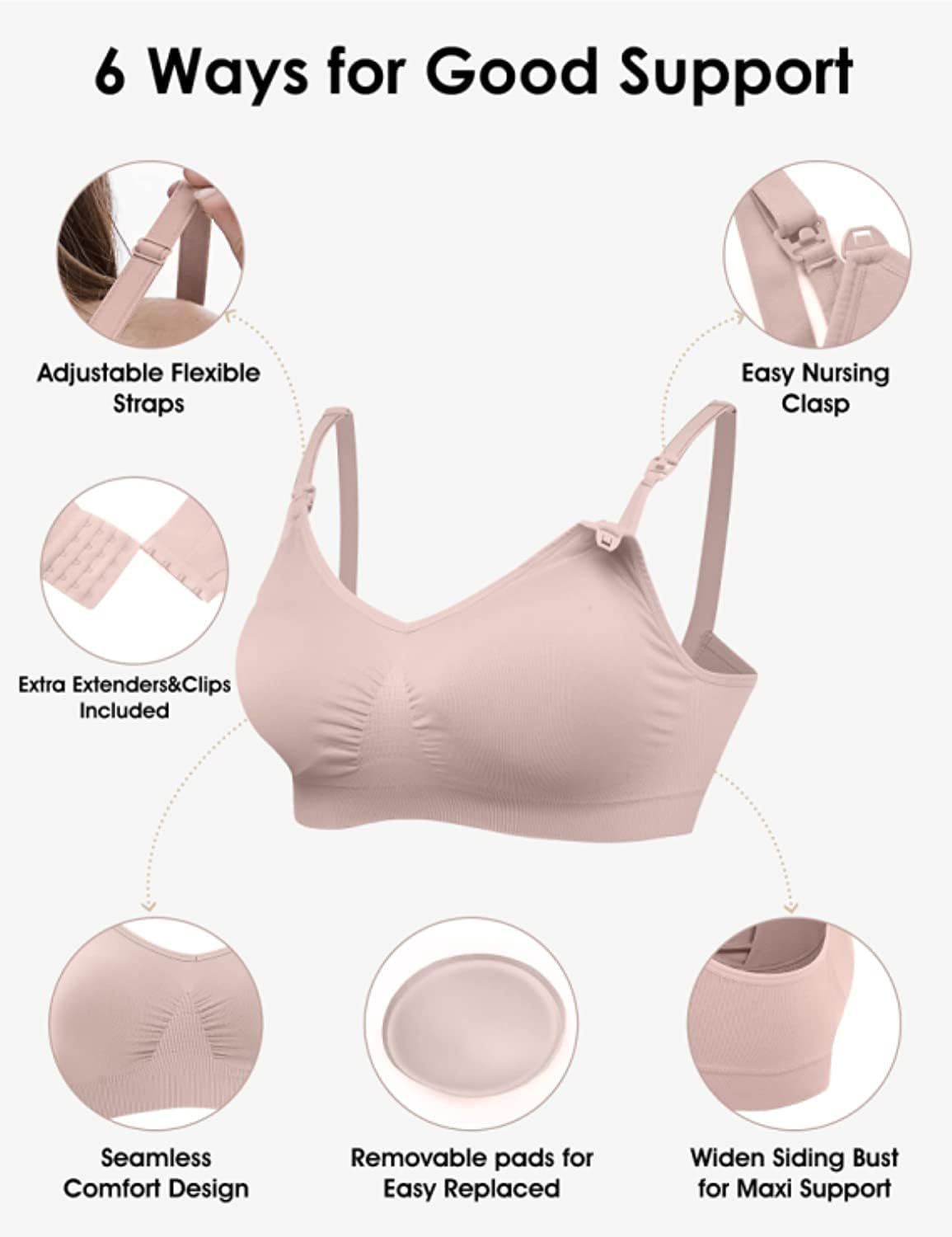 HOFISH Nursing Bras for Breastfeeding Maternty Bras Pregnancy Seamless Everyday Full Bust Comfort Womens Bralette 3 Pack image number 2