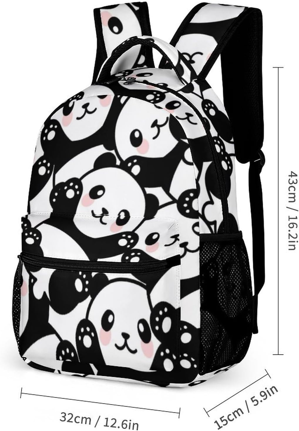 Homieblanket Panda Backpack for Kids Girls Boys School, 16 Inches Panda Bookbag, Panda Backpack for School image number 5