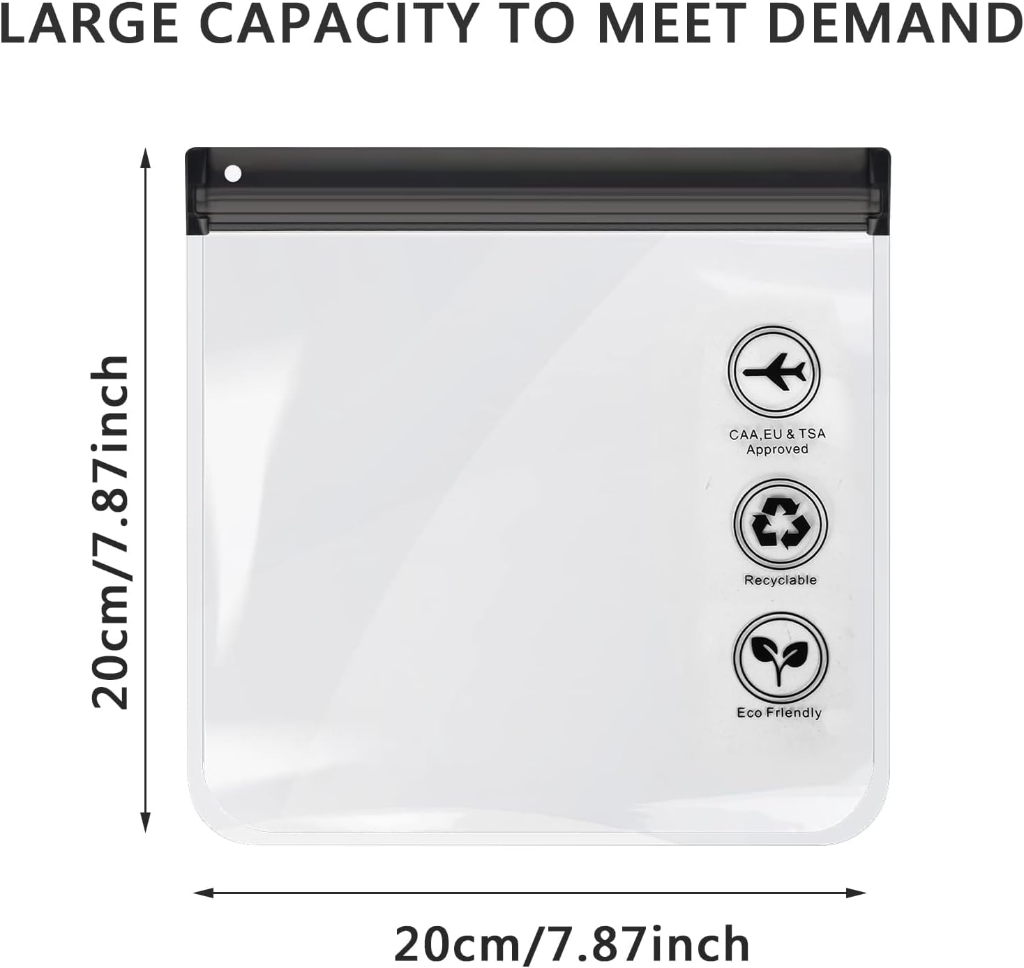 Vervesourced 6Pc Airport Security Liquids Bags, Airport Liquid Bags 20 X 20 Cm, Clear Toiletry Bag for Travel, Clear Plastic Makeup Bag for Women Travel Essentials image number 2