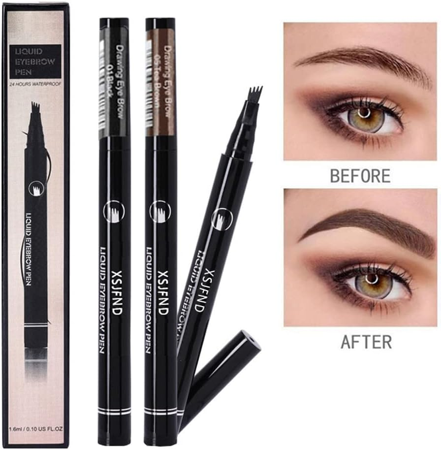 Microblading Tattoo Eyebrow Ink Pen Eye Brow Pencil Brow Enhancer Stencil AU (01# Black) - 03 Dark Brown image number 3
