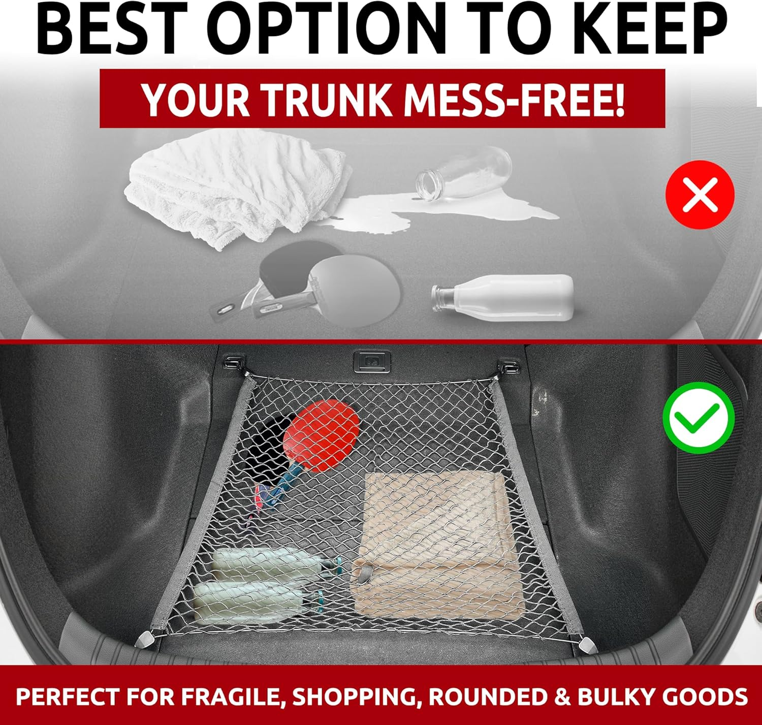 Floor Style Automotive Elastic Trunk Mesh Cargo Net for Honda Civic LX EX-L Touring 2022-2024 - Premium Trunk Organizer and Storage - Luggage Net for Hatchback - Car Organizer for Honda Civic image number 4