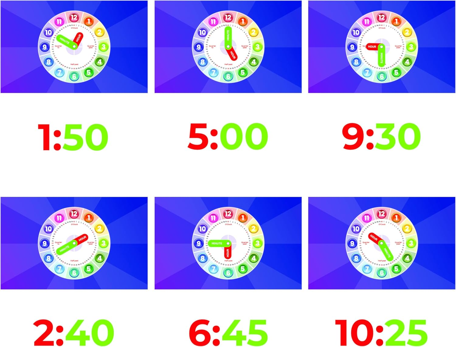 Interactive Educational Teaching Clock - Learn Time Easily, Durable Design for Kids with Moveable Arms, Engaging Hands-On Learning Tool, Perfect for Classroom & Home Use image number 1