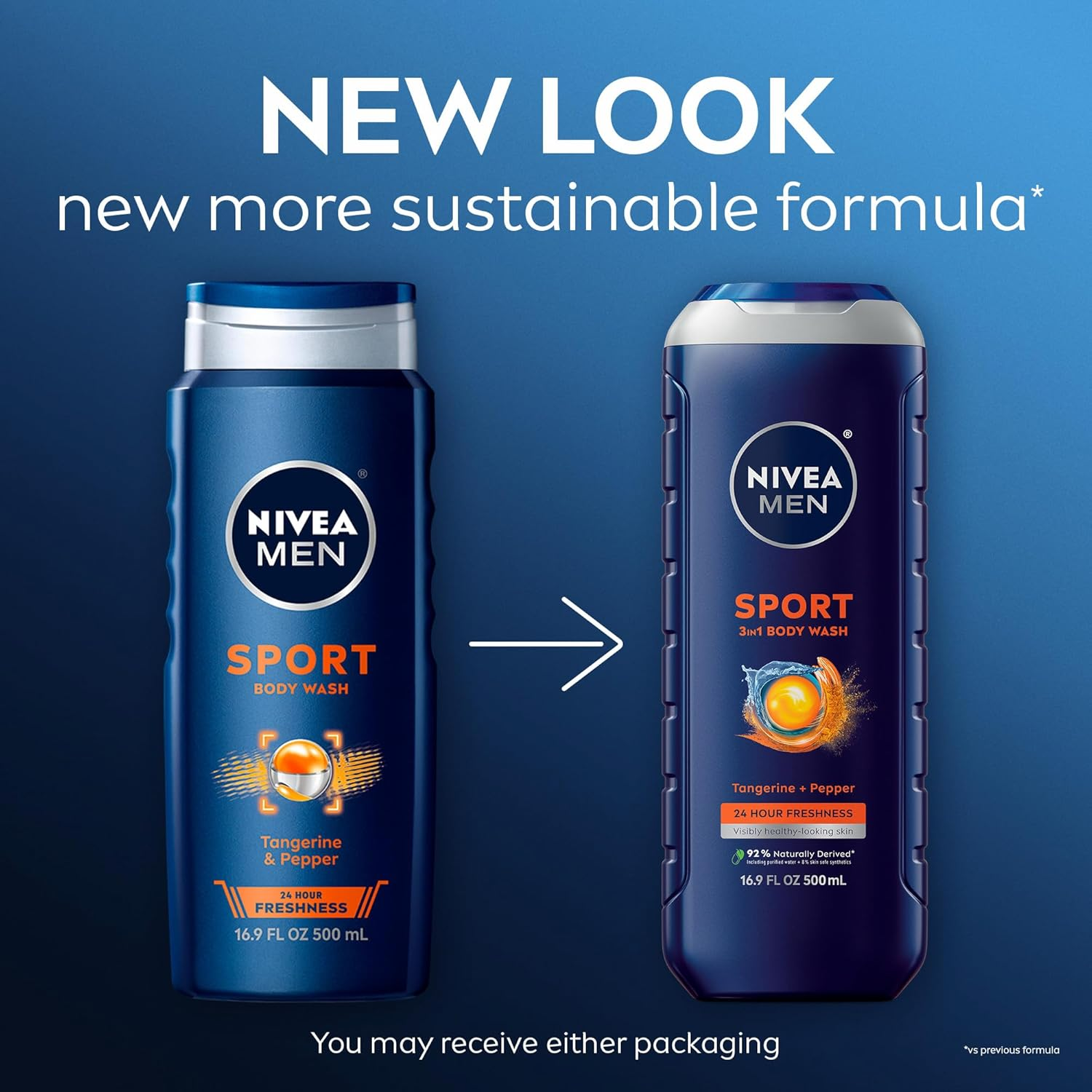 Nivea for Men Sport 3-In-1 Body Wash, 16.9 Fluid Ounce image number 3