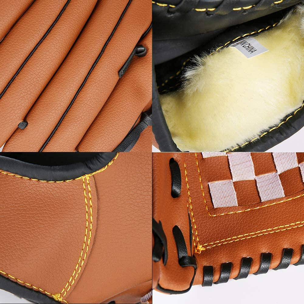 Baseball Glove,Softball Glove Outdoor Sports Teeball Practice Glove for Youth Baseball Exercise Training Glove(11.5In) - Brown image number 4