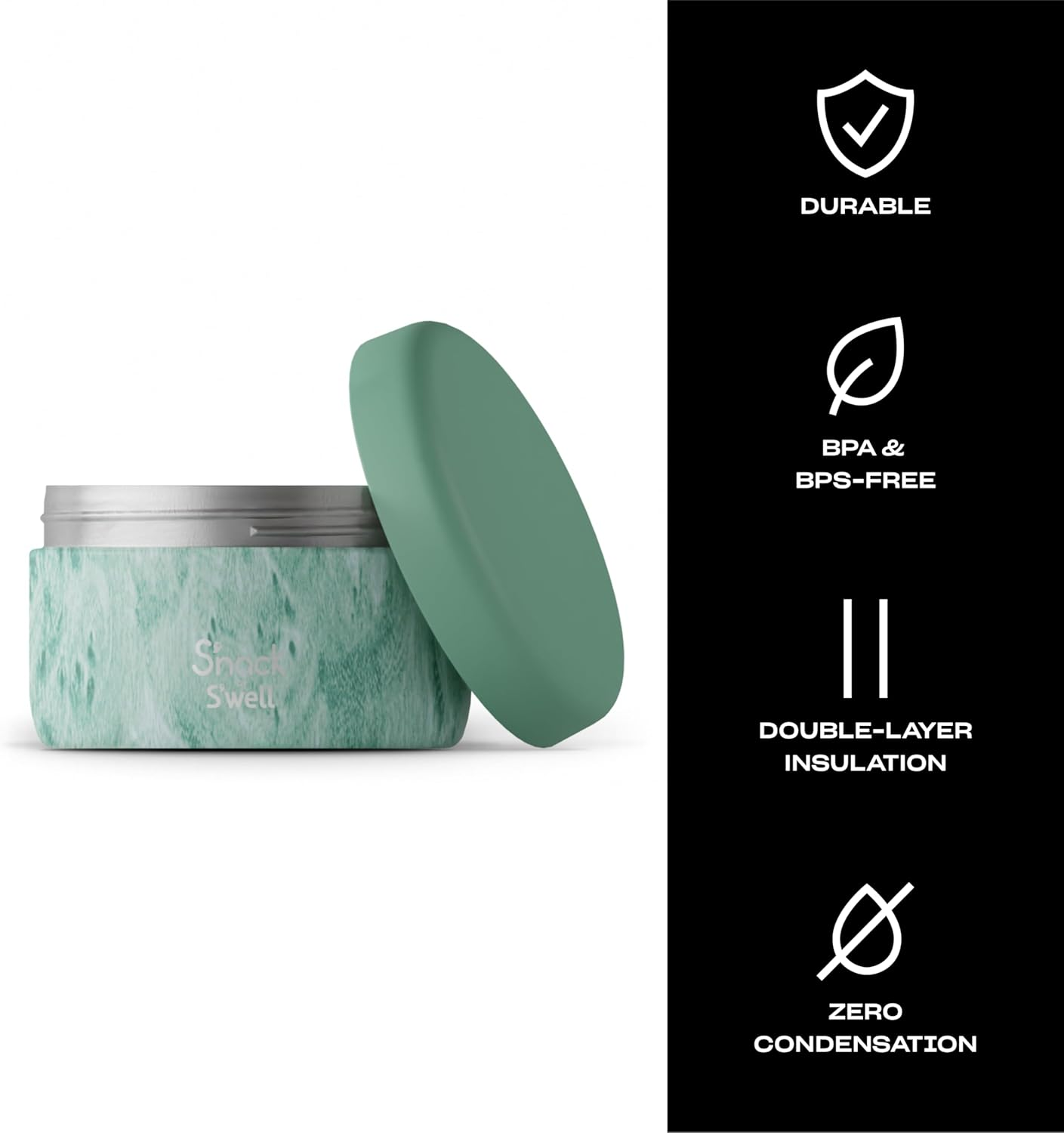 S'Well S'Nack by Stainless Steel Food Container - 10 Oz - Peppermint Tree - Double-Layered Insulated Bowls Keep Food Cold for 10 Hours and Hot for 4 - Bpa-Free image number 5