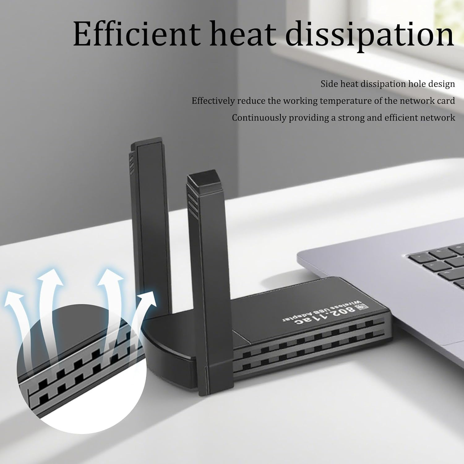 USB Wifi Adapter,1300Mbps Wireless Network Adapter,Dual Band 2.4Ghz/5Ghz,Wifi Adapter,Wifi Dongle,Compatible with Desktop Computers, Laptops image number 5
