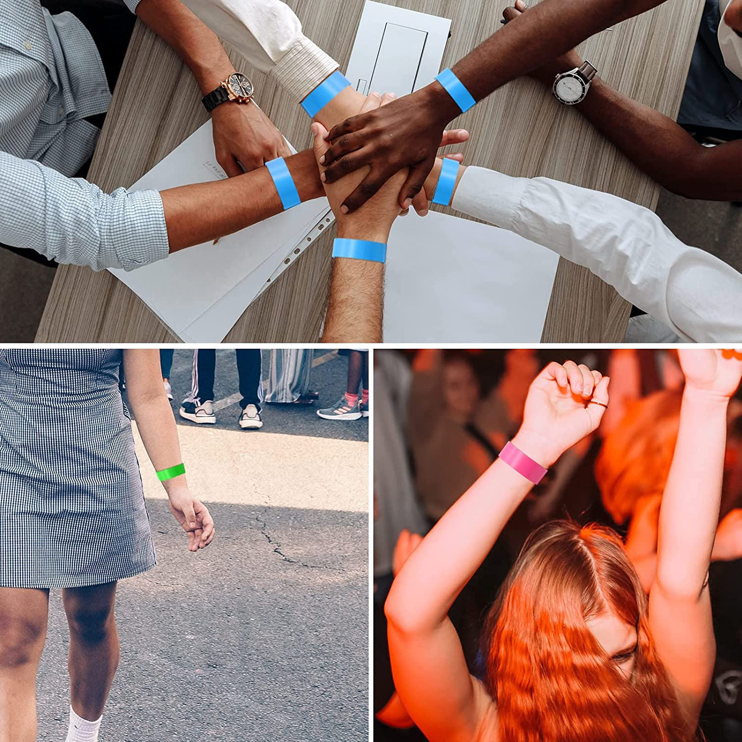 350 Counts Wristbands for Events, Waterproof Paper Wristbands Neon Wrist Bands, Lightweight Paper Party Bracelets, Concert Bracelets, Style A image number 3