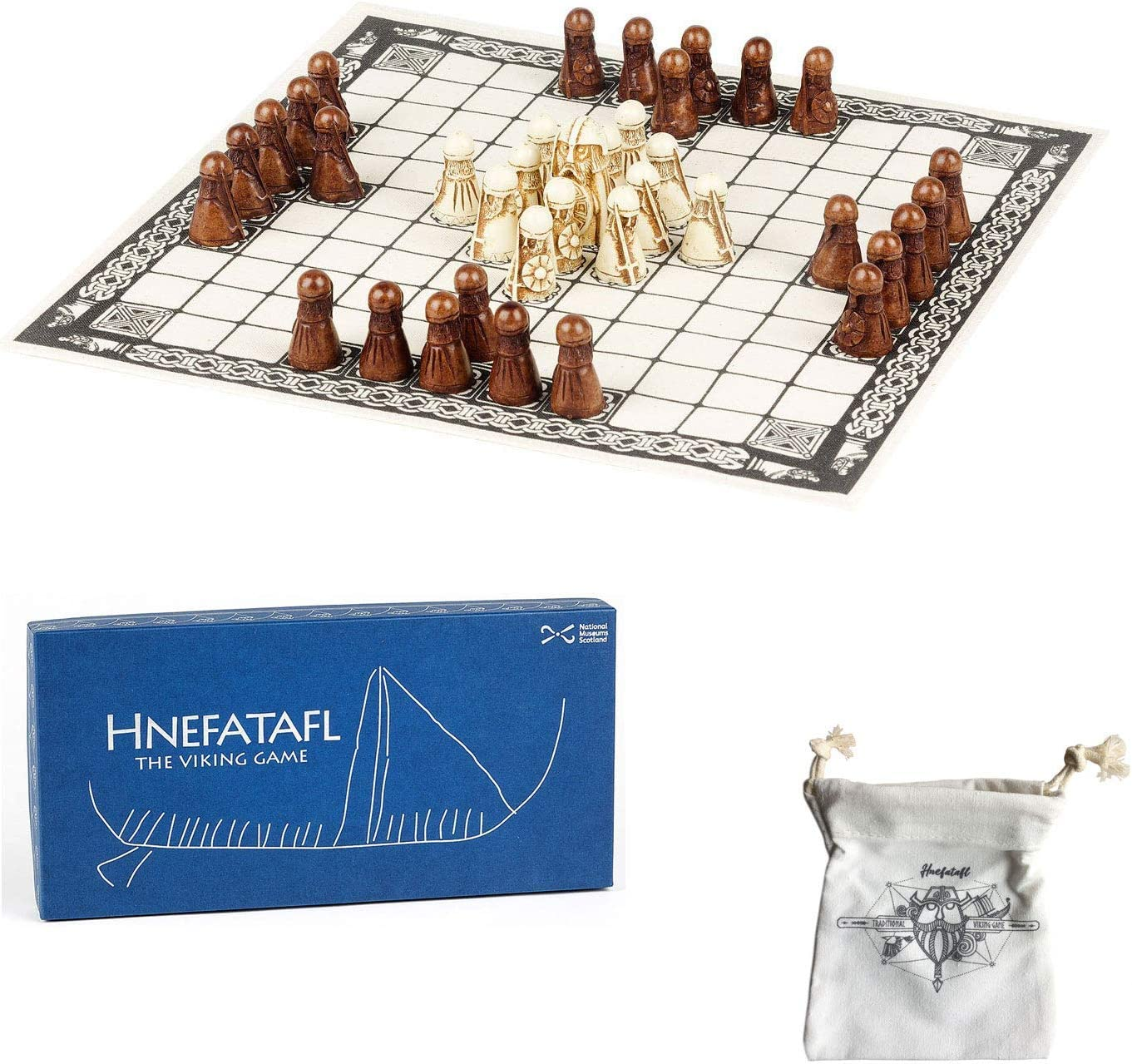 NMS Hnefatafl - the Viking Game - Includes Uniquely Designed Cotton Drawstring Pouch/Bag for Playing Pieces image number 4