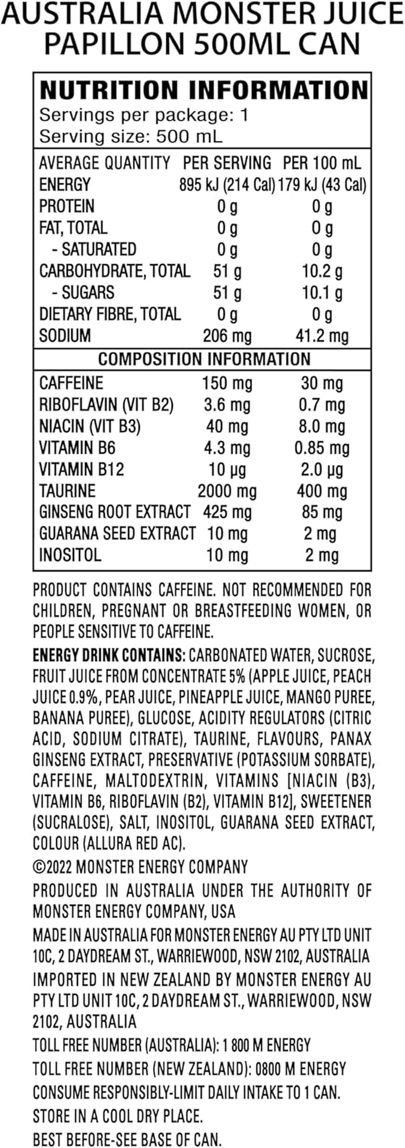 Monster Energy Drink Juice Papillon 24 X 500Ml